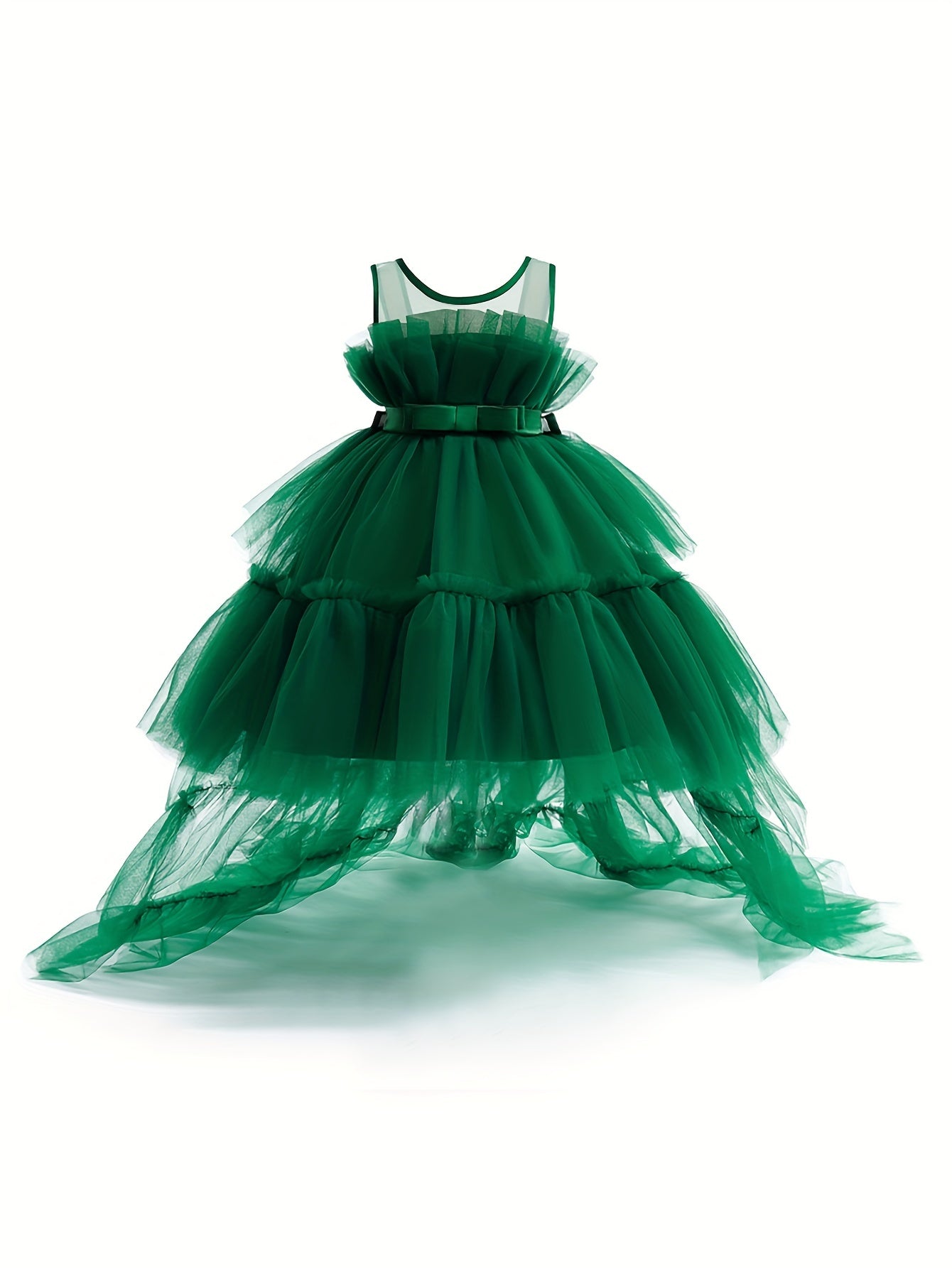 Flower Girl Tutu Gown Extra Long Tail Puffy Princess Dress
