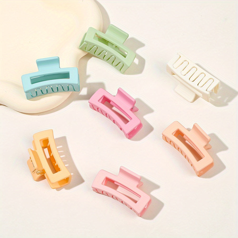4pcs Frosted Square Hair Clips Hollow Hair Claw For Girls And Women