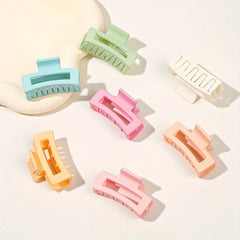 4pcs Frosted Square Hair Clips Hollow Hair Claw For Girls And Women