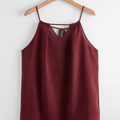 Casual Cami Top with Drawstring Cut Out Ruched Detail