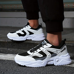 Solid Mesh Lace Up Casual Dad Shoes Unisex Outdoor Running Shoes