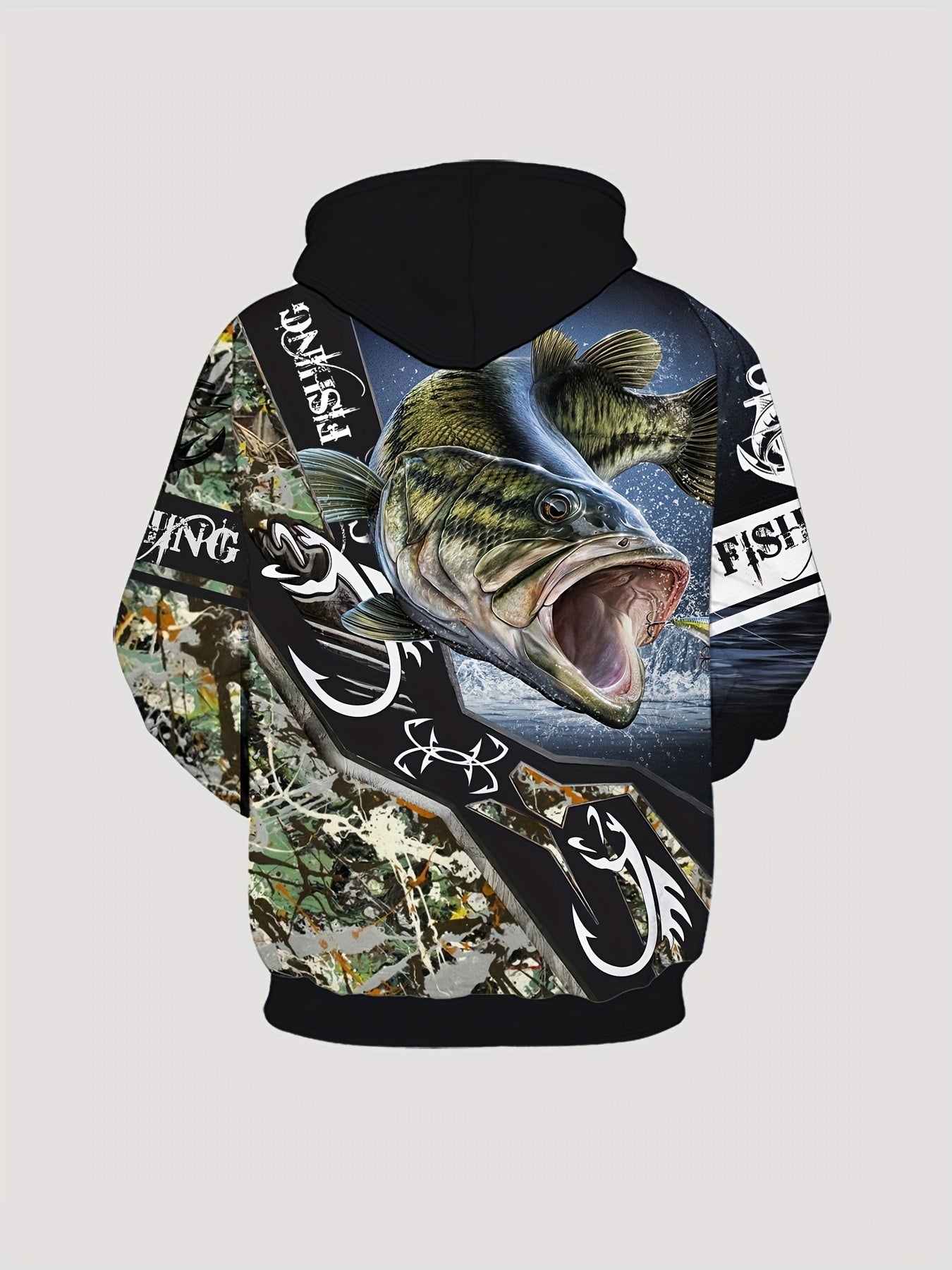 Men's 3D Print Fish Hoodie Graphic Hooded Pullover