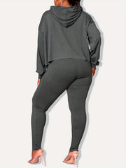  Solid Long Sleeve Hoodie & Leggings 2 Piece Set