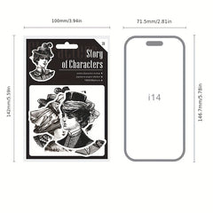 30 Sheets Retro Characters DIY Decoration Stickers - 6 Styles