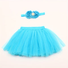 2pcs Newborn Fluffy Skirt Headband Baby Rabbit Skirt purple pink