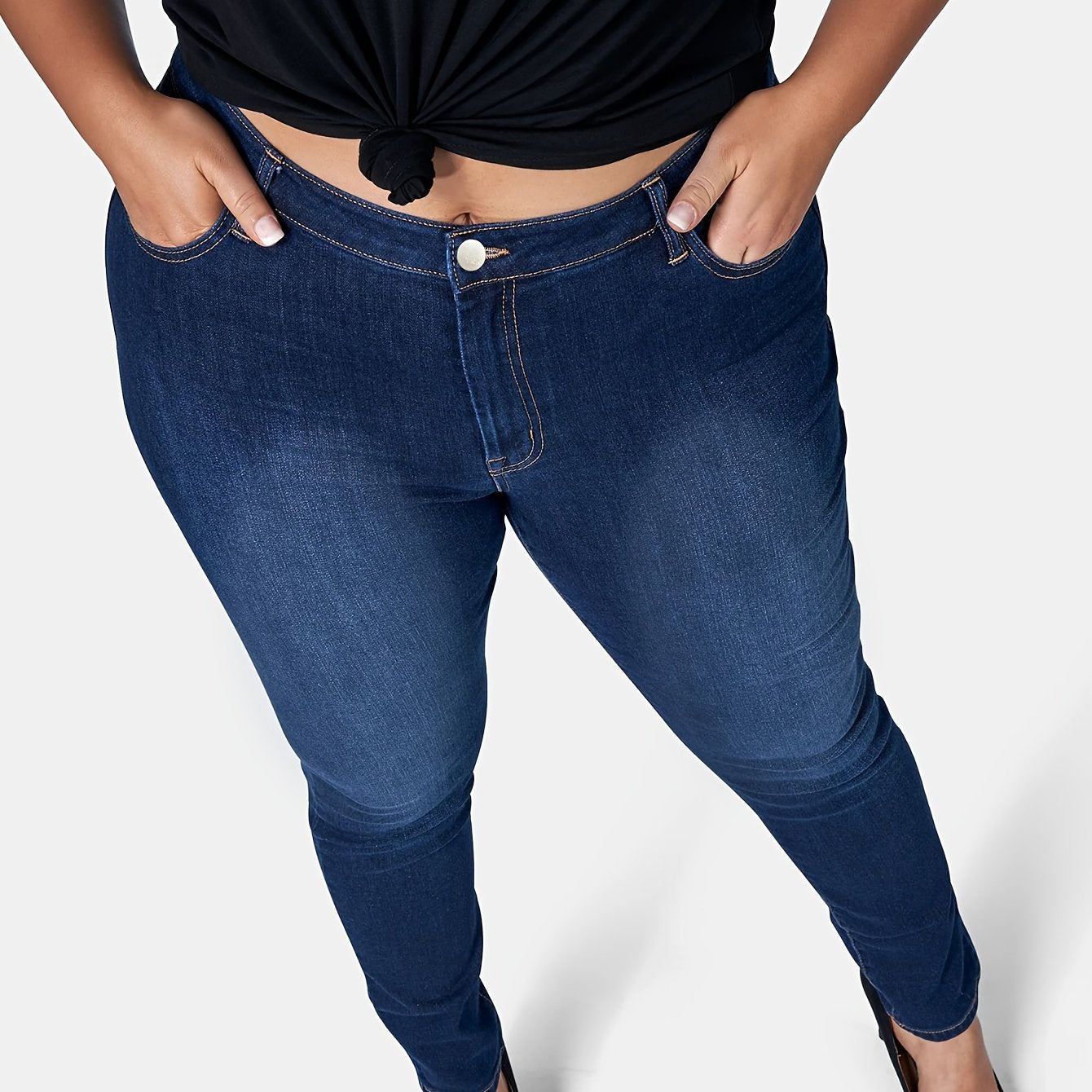High Rise Button Fly Stretch Skinny Jeans
