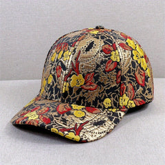 Golden Flower Embroidery Baseball Cap Dad Hat for Women
