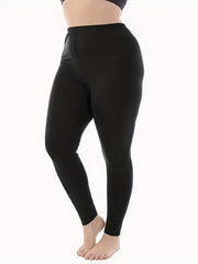  Solid High Rise Elastic Skinny Pants Women's Plus
