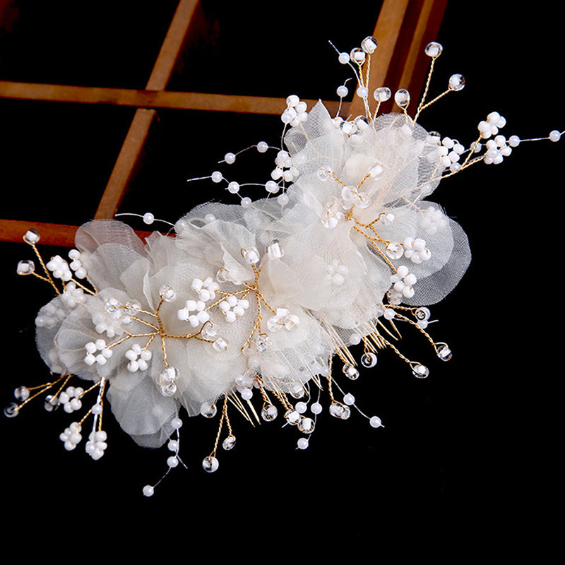 Bridal Flower Hair Clips Crystal Hairpin Pearl Comb Wedding Accessories