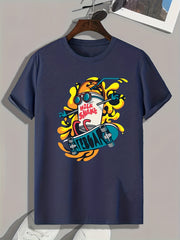 Skateboard And Drink Print Men's Graphic T shirt Casual Summer Tee