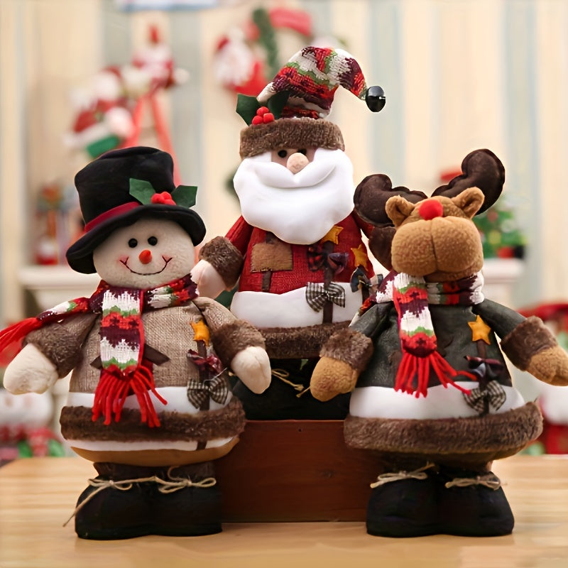 Christmas Ornament Snowman Reindeer Santa Claus Plush Doll Home Decor