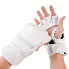 Red Faux Leather Half Finger Boxing Gloves for Comfort and Durability