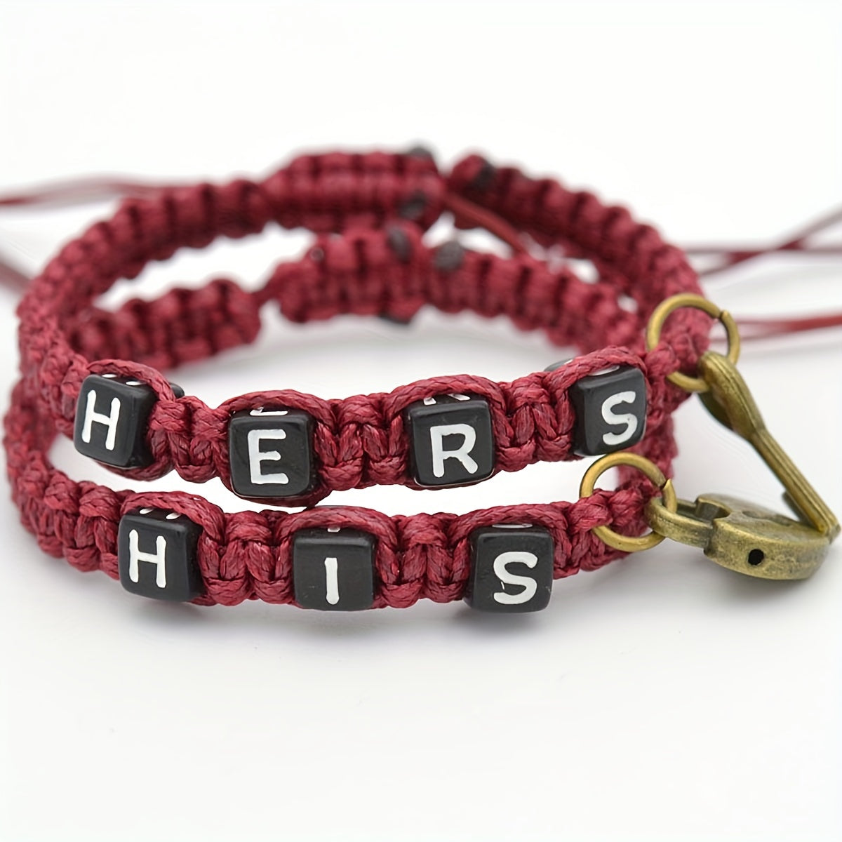 2 Pcs Lock & Key Pendant Braided Bracelet Set for Couples