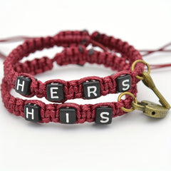 2 Pcs Lock & Key Pendant Braided Bracelet Set for Couples