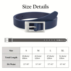 Classic Thin Belt Rectangular Buckle PU Leather Belt For Women