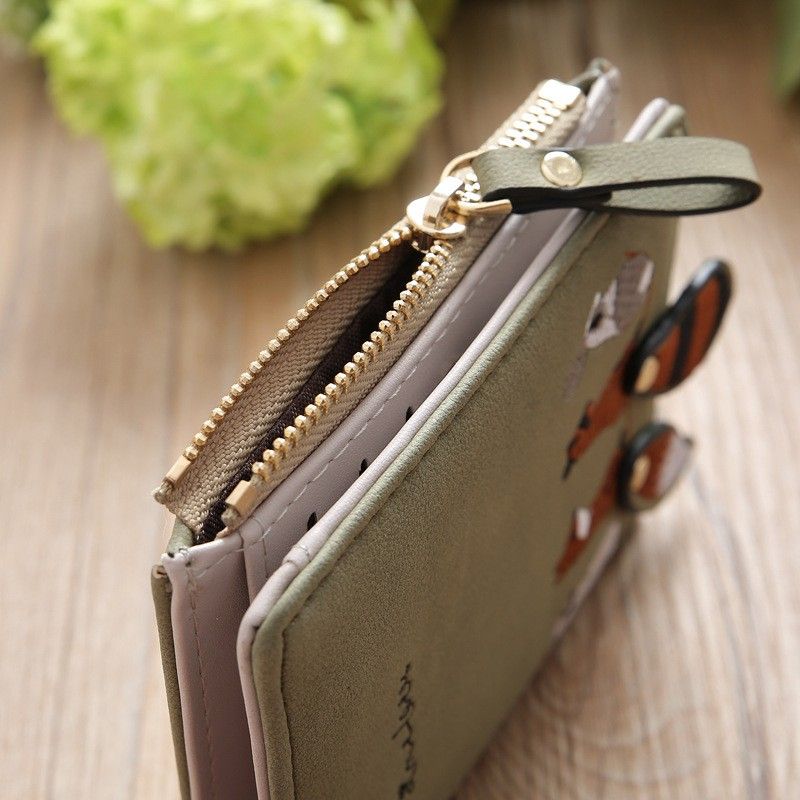 Zipper Small Wallet Women's Snap Button Wallet