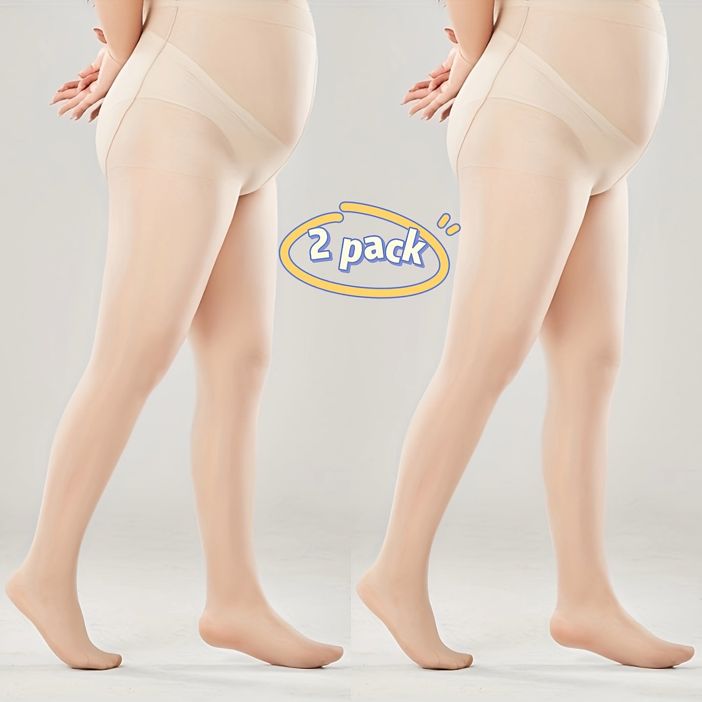 2 Pairs Plus Size Casual Stockings Set Women's Plus Control Top