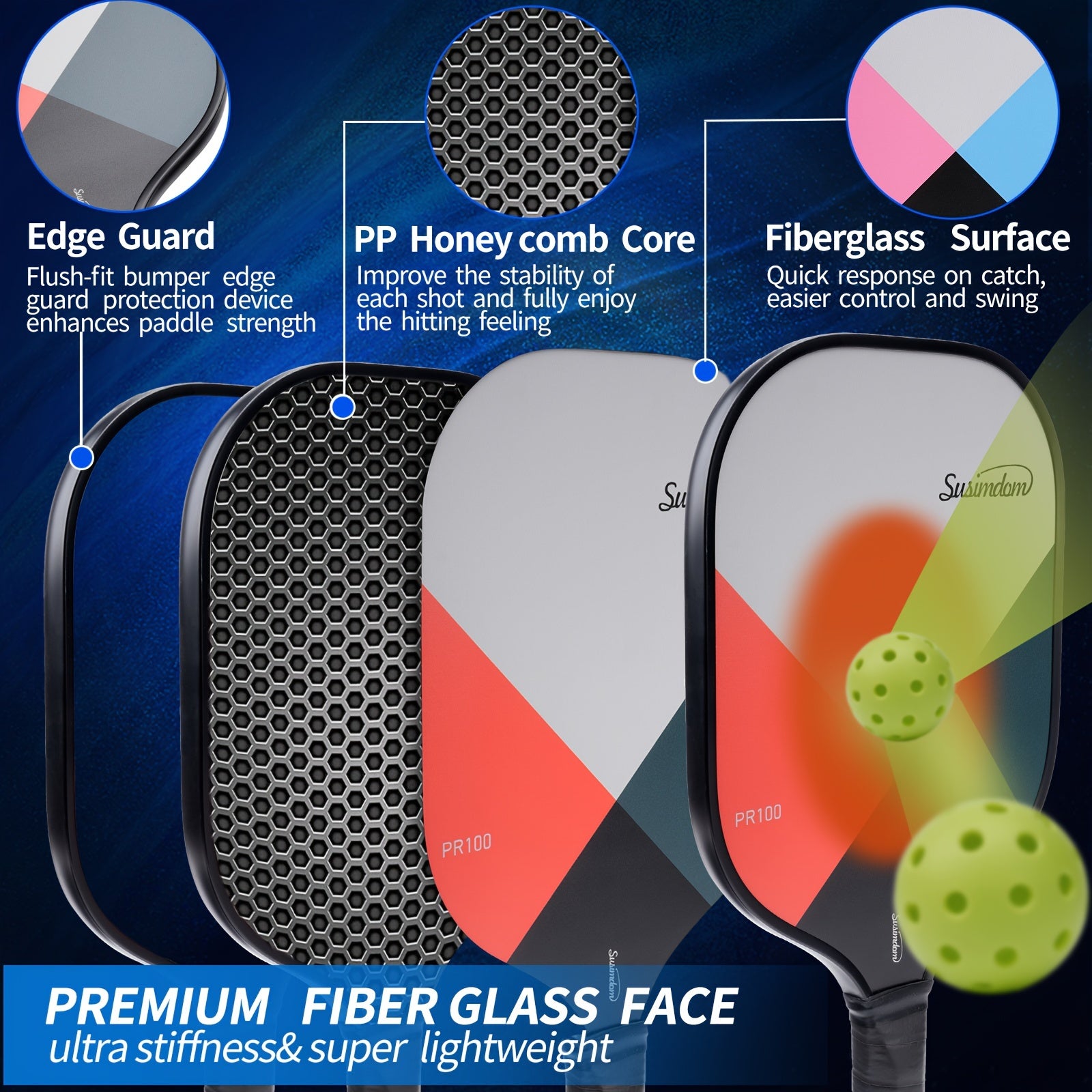 Pickleball Paddle Set with Racket 2pcs and Bag 4pcs
