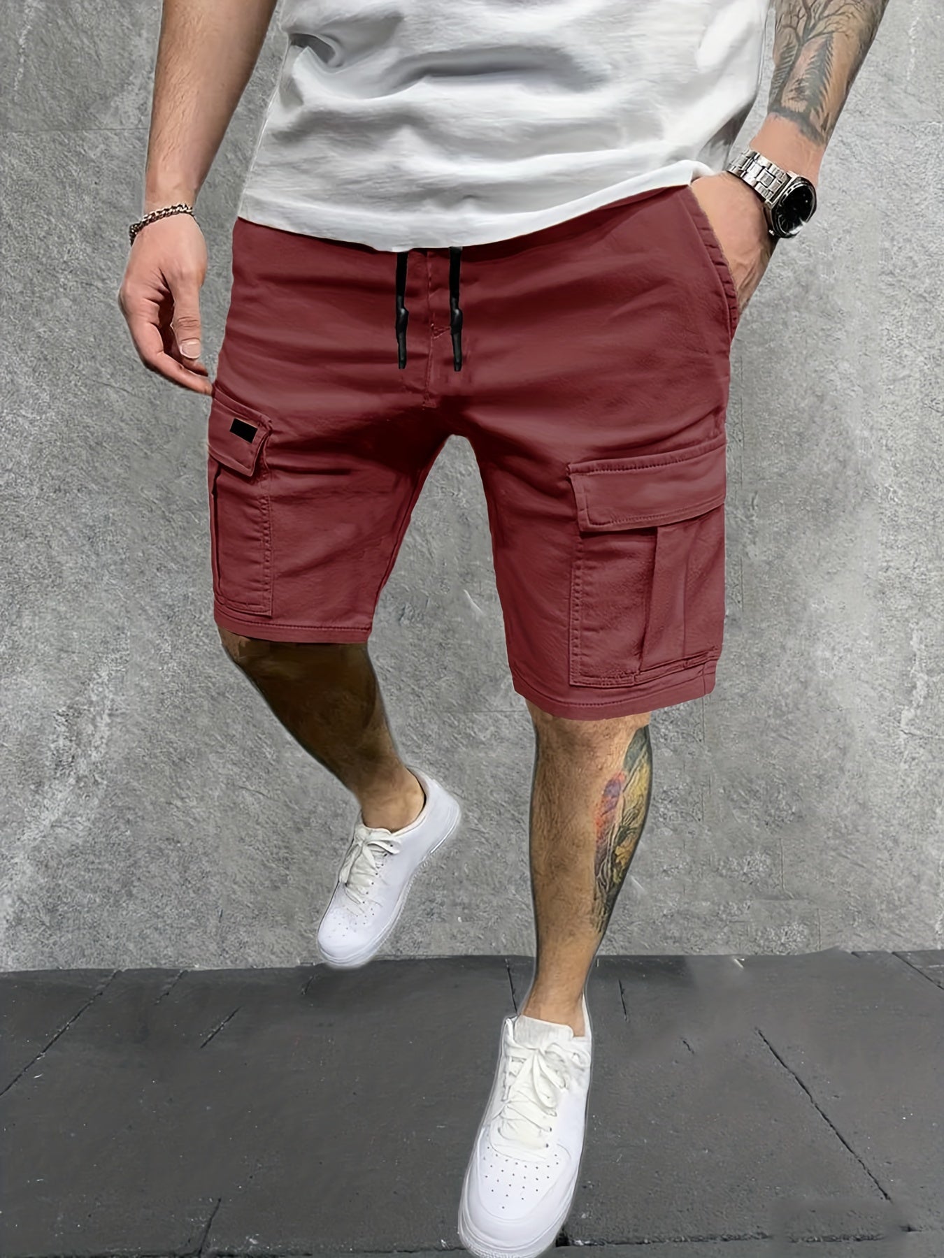 Men's Casual Cargo Shorts Drawstring Waist for Summer