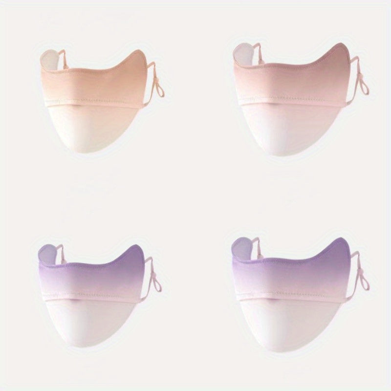 4pc Reusable Sunshade Face Mask Gradient UV Protection Washable Ice Silk