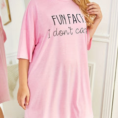  Casual Loungewear Dress Women's Plus Letter Print Half Sleeve