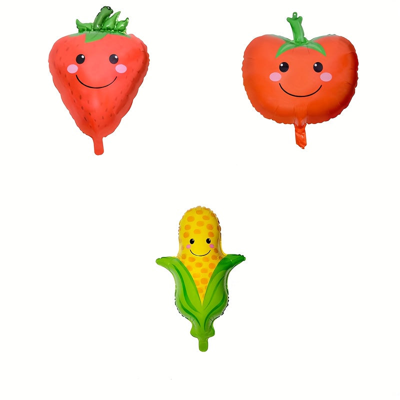 Summer Party Fruit Balloons Tomato Corn Strawberry Aluminum Film Balloons