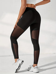 Mesh Contrast Breathable Yoga Leggings Running Workout Sports Tight Pants