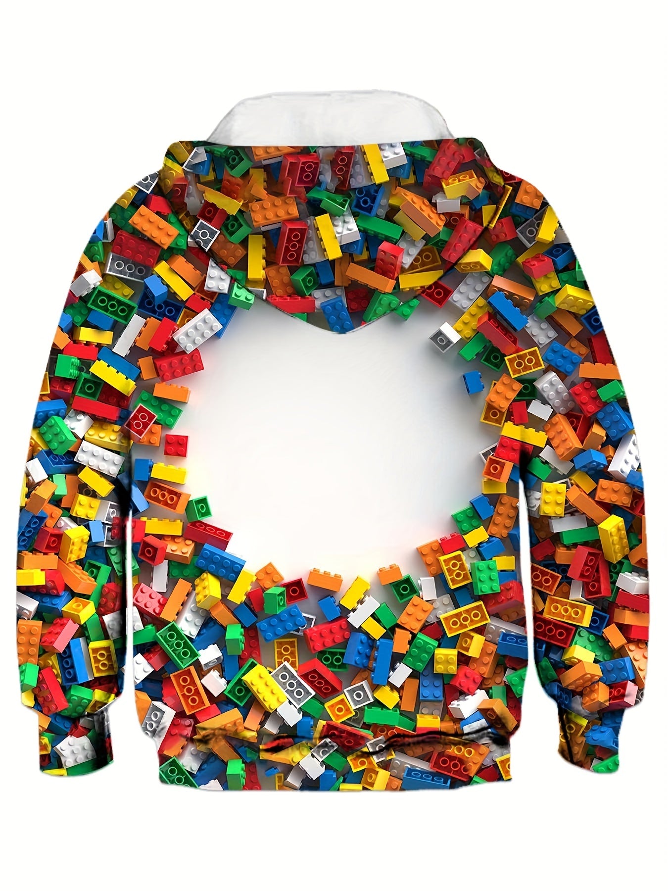 Building Blocks Pattern Kid's Hoodie Long Sleeve Top for Spring Fall
