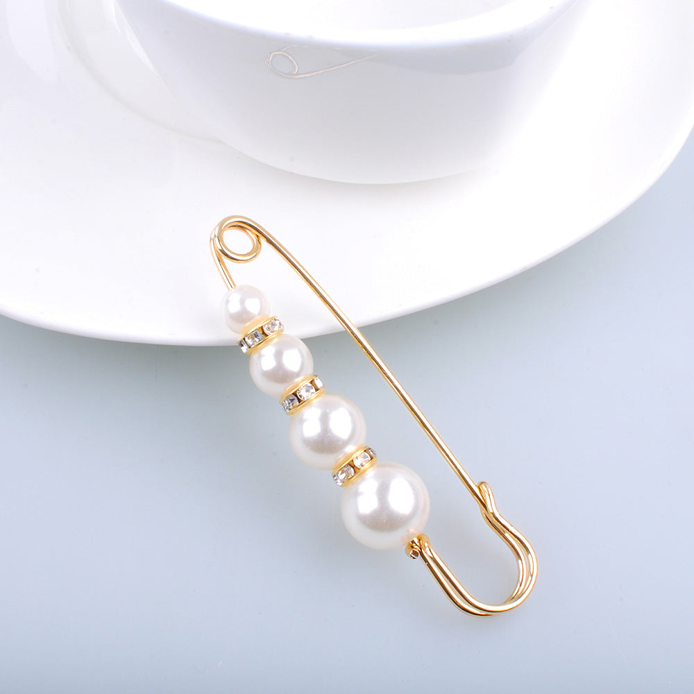 Pearl Brooch Neckline Pin for Skirt Shirt