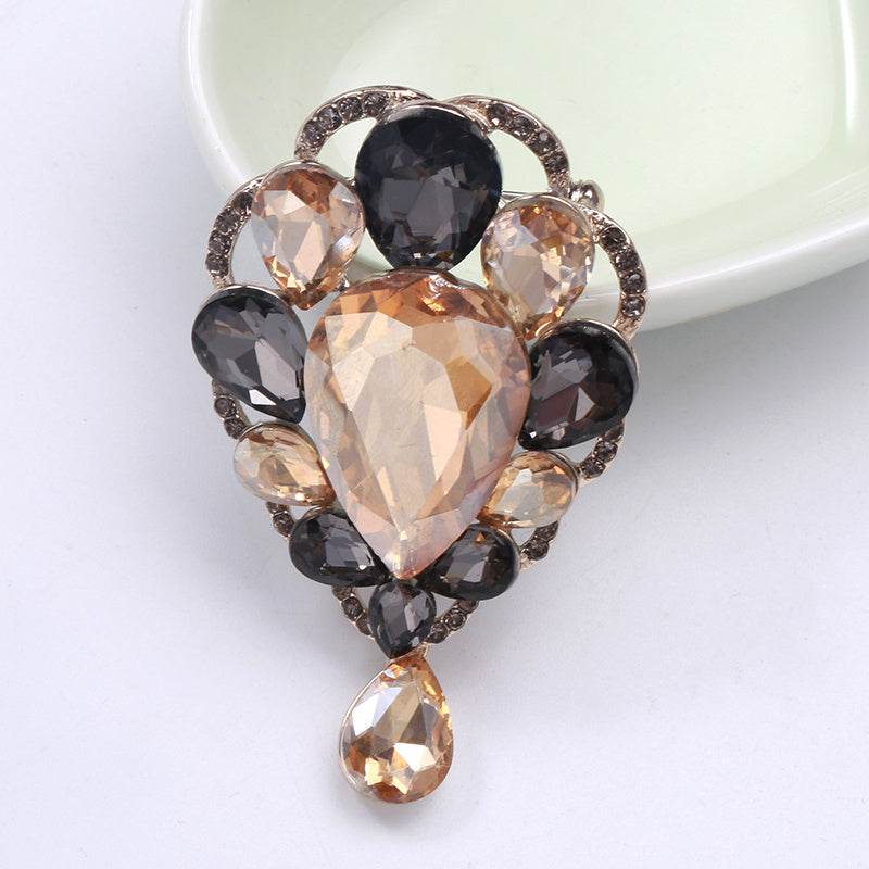 Men's Iridescent Glass Water Drop Charm Brooch Cufflinks