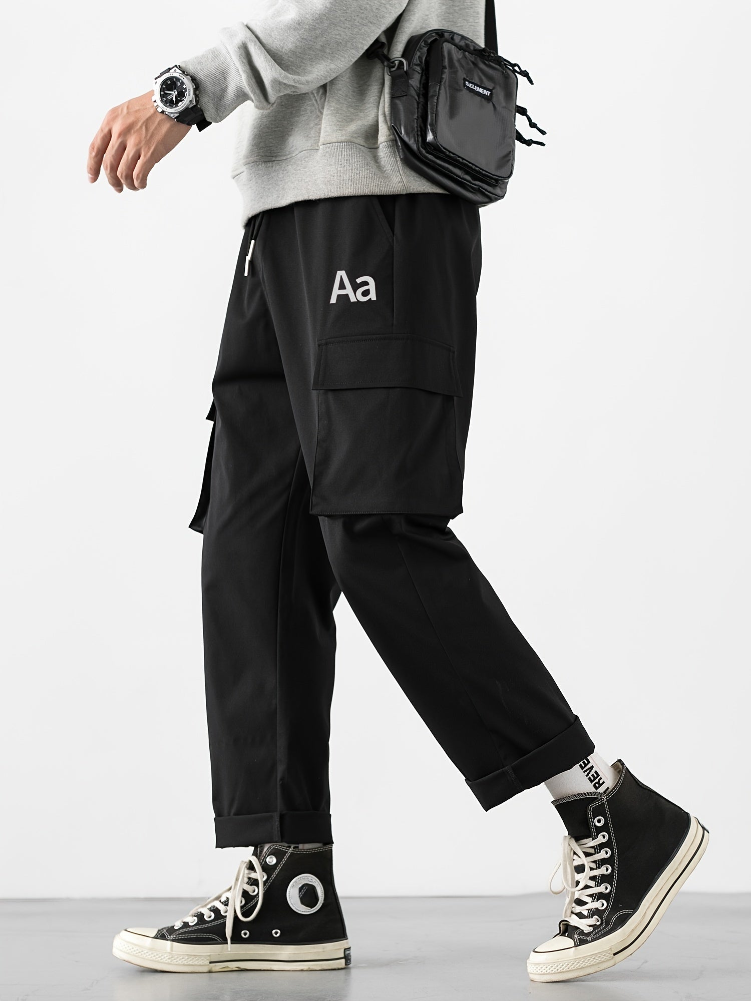 Men's Aa Pattern Print Cropped Cargo Pants