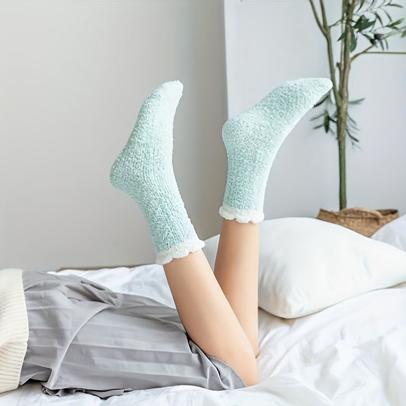 7 Pairs Plush Floor Socks Comfy & Warm Mid Tube Socks Women's Stockings