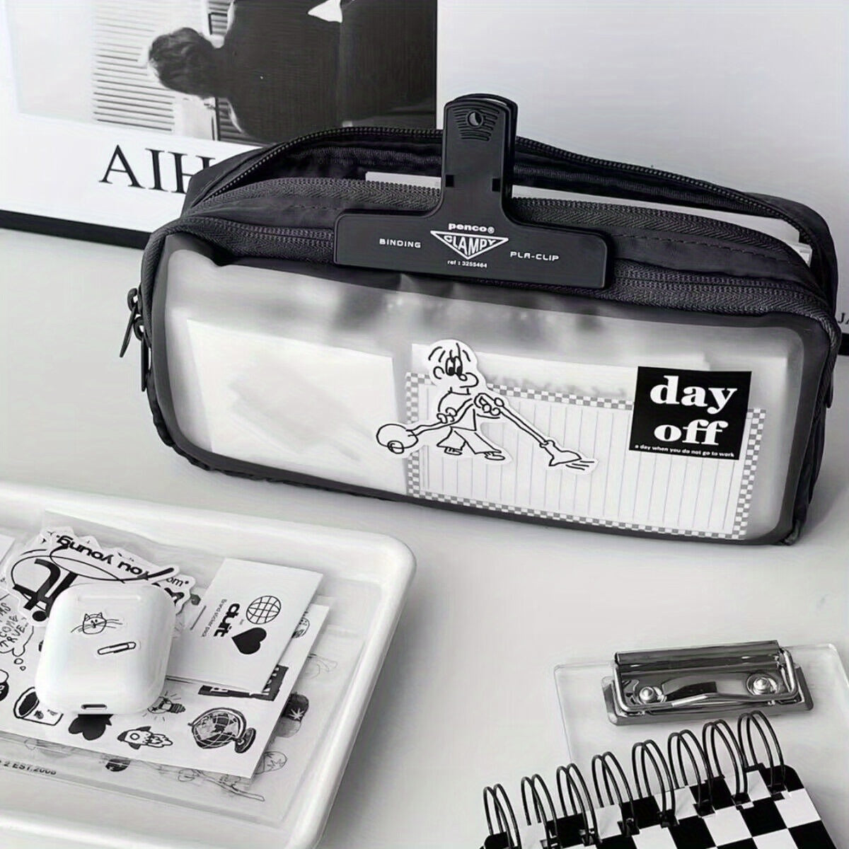 Frosted Transparent Pencil Case Double Layer Large Capacity Stationery Box