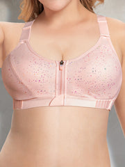  Front Zipper Sports Bra Round Neck