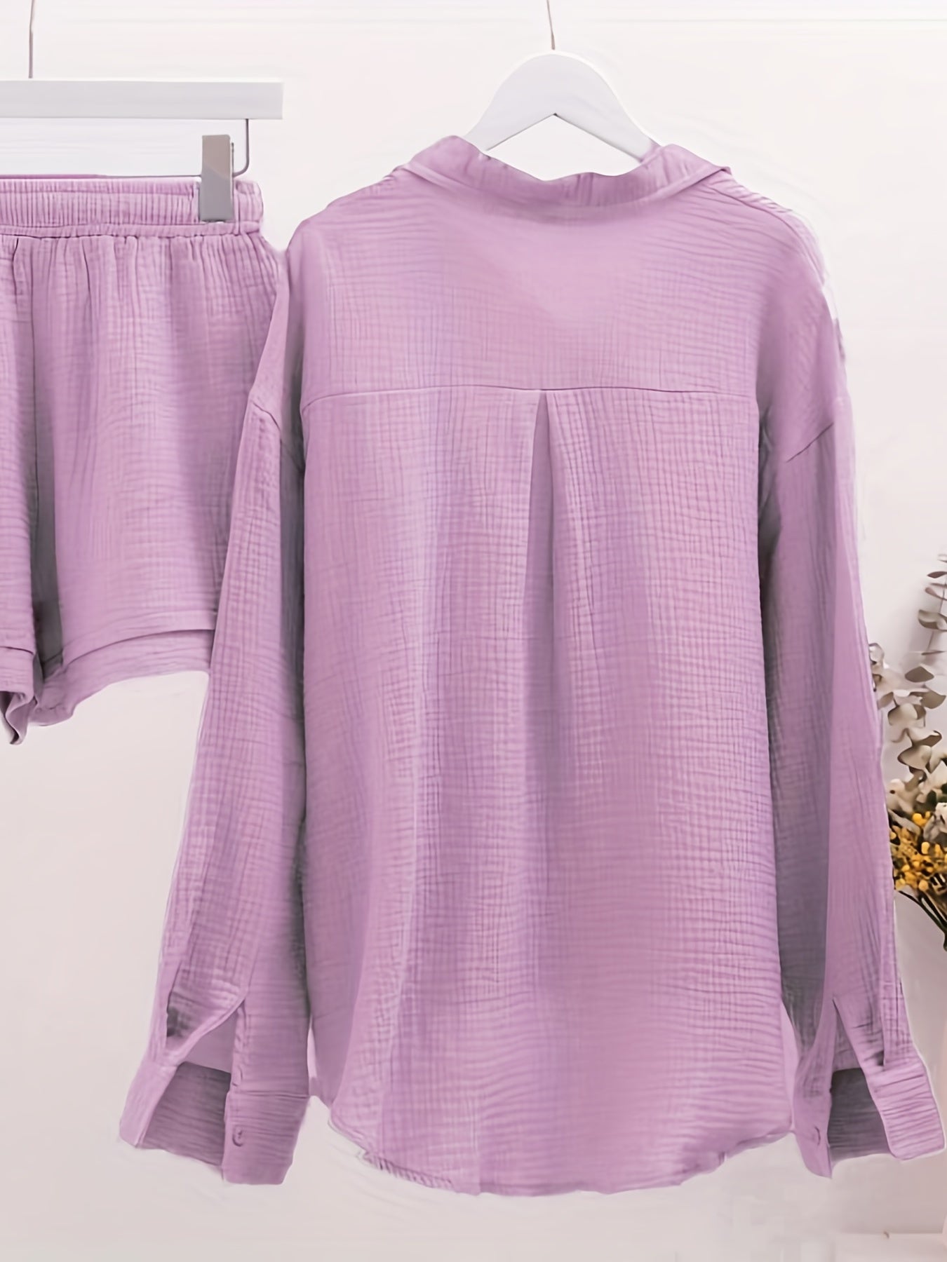 Casual Two piece Set Button Front Shirt & Drawstring Waist S