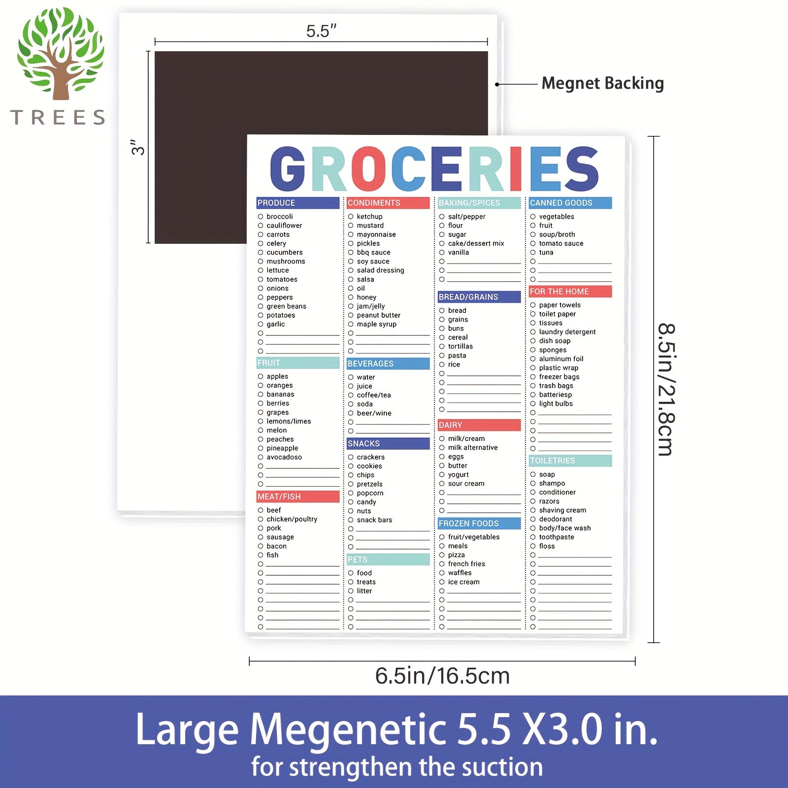 Magnetic Grocery List Pad 52 Sheets 100gsm