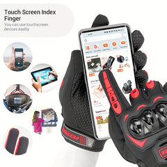 Touch Screen Motorcycle Riding Gloves with Hard Knuckle Protection