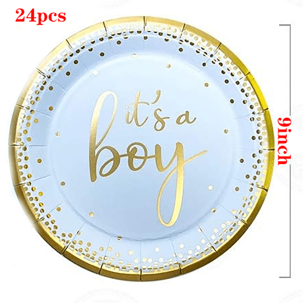 24pcs It's A Boy Baby Shower Tableware Set Gender Reveal Party Supplies