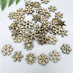 50pcs Wooden Christmas Tree Hanging Snowflake Ornaments
