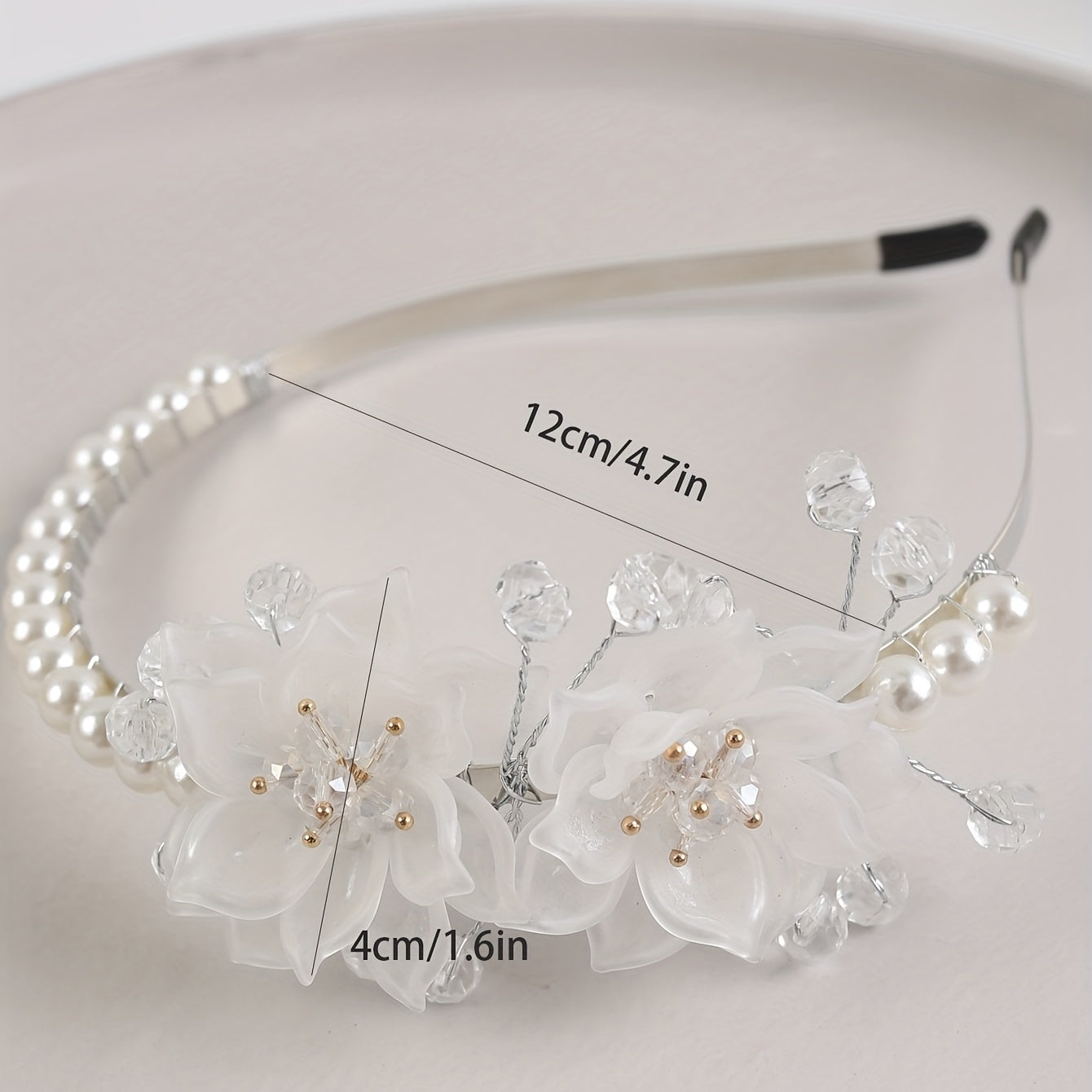 Crystal Flower Headband Faux Pearl Hair Band Wedding Bridal Hair Accessories