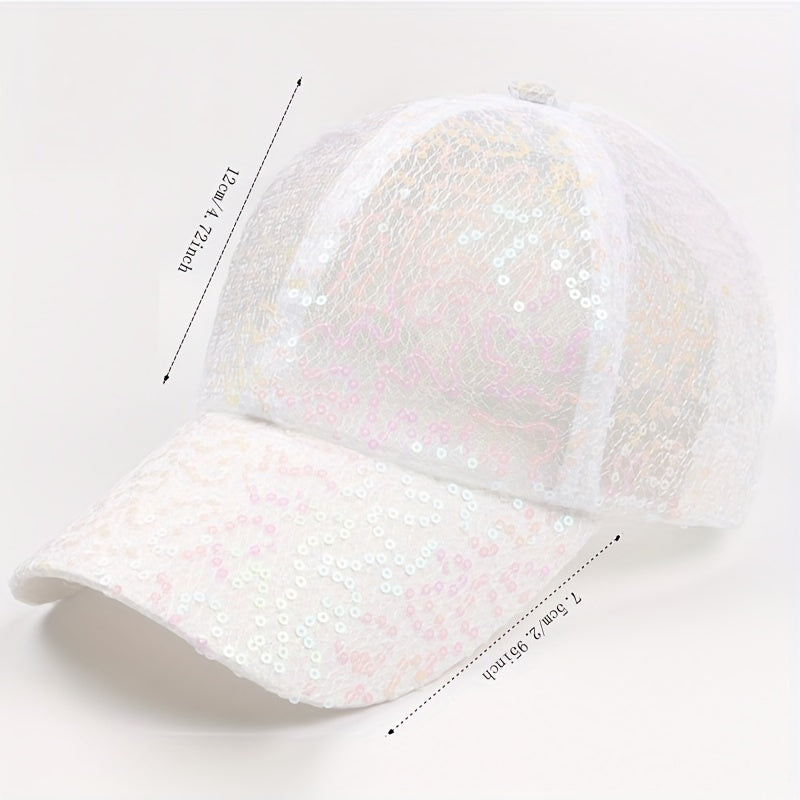 Glitter Trucker Hat Sequin Baseball Cap Lightweight Sunscreen Dad Hat