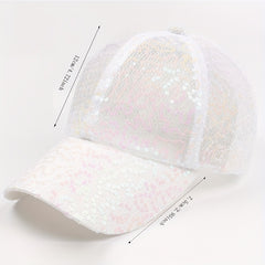 Glitter Trucker Hat Sequin Baseball Cap Lightweight Sunscreen Dad Hat