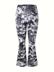 Women's Plus Butterfly Print Stretch Flare Leg Pants