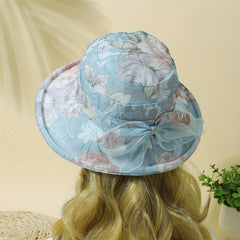 Flower Ribbon Bowknot Bucket Hat for Women