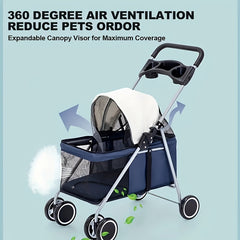 Foldable Pet Stroller For Small And Medium Pets