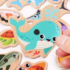 Wooden Magnetic Fishing Toys 15 Fish 1 Rod Christmas Halloween Thanksgiving Gift
