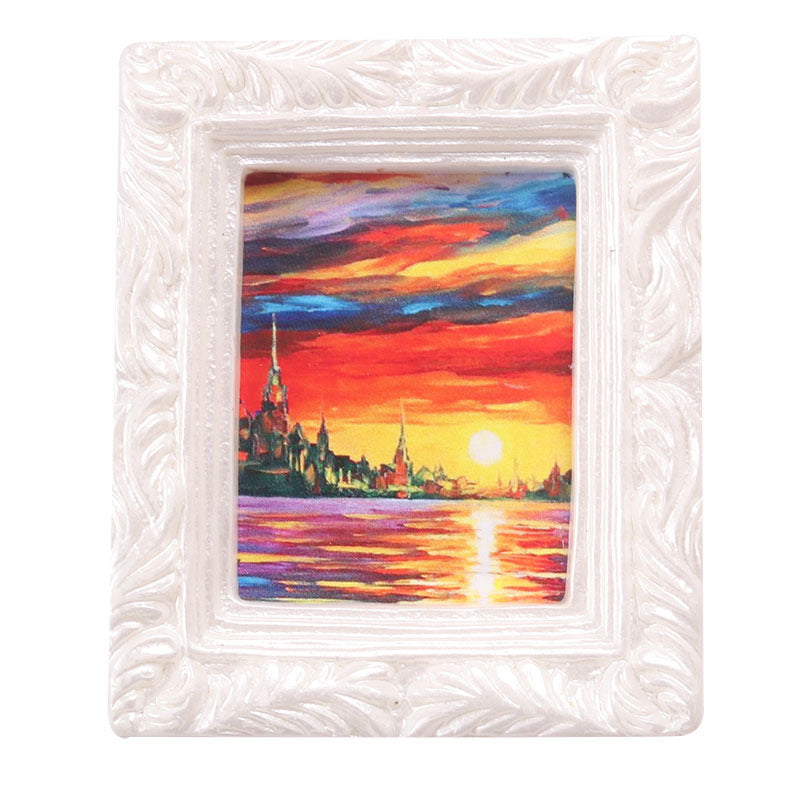Dollhouse Scene Ornament 1:12 Scale Mixed Food Toy Mural with Frame