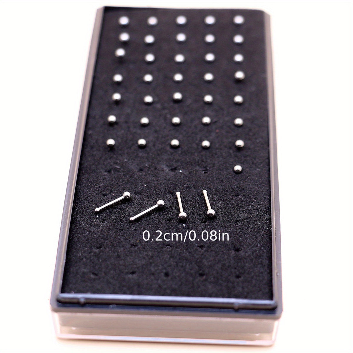 40pcs Small Bead Stainless Steel Nose Stud Ring Unisex