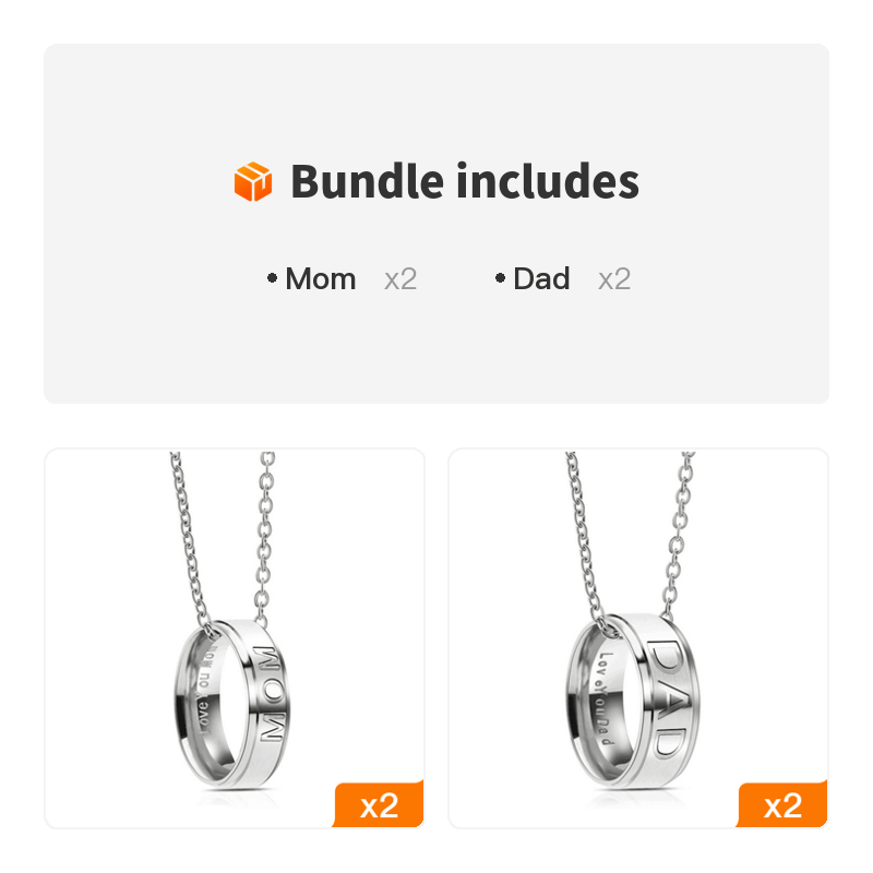 Love You Dad Mom Steel Necklace Men Women Dad Birthday Jewelry Mom Gift