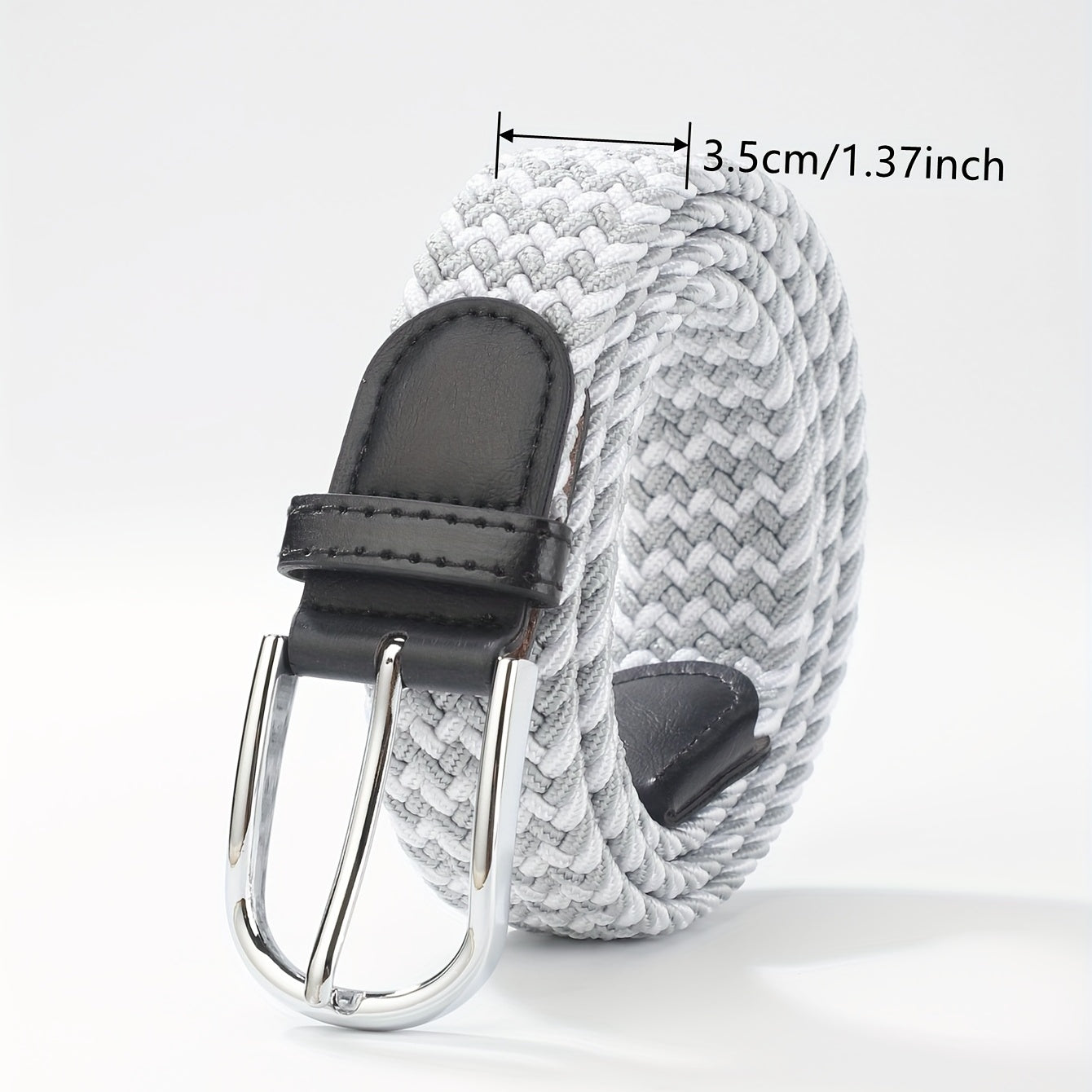 Men's Elastic Braided Belt Pin Buckle Stretch Belt Canvas Waistband